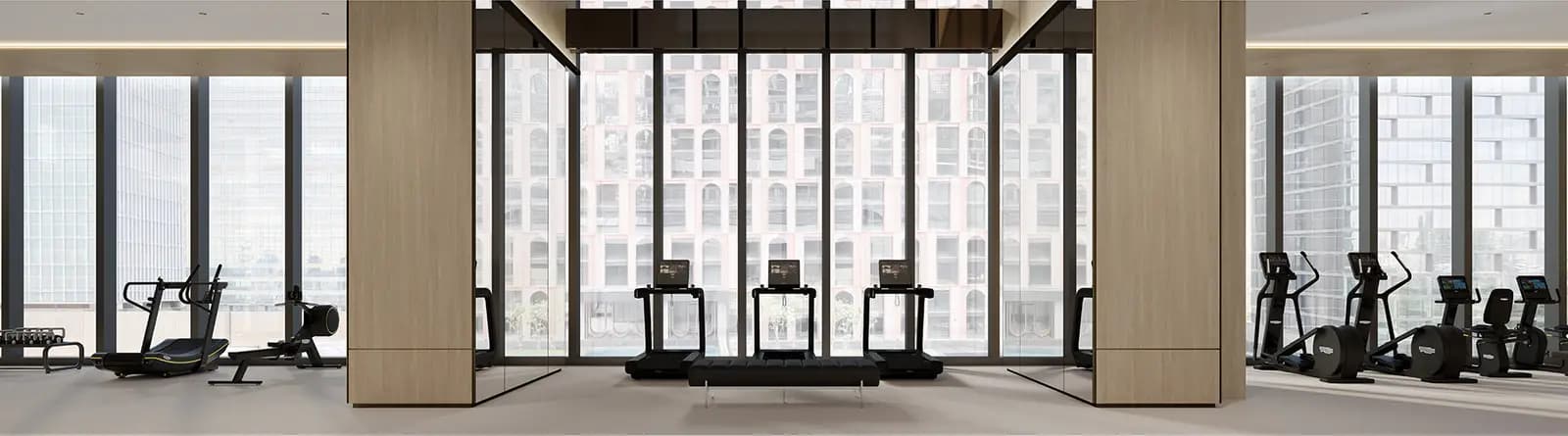 Gym, computer-generated image from the official EI8HTEEN SEVEN website