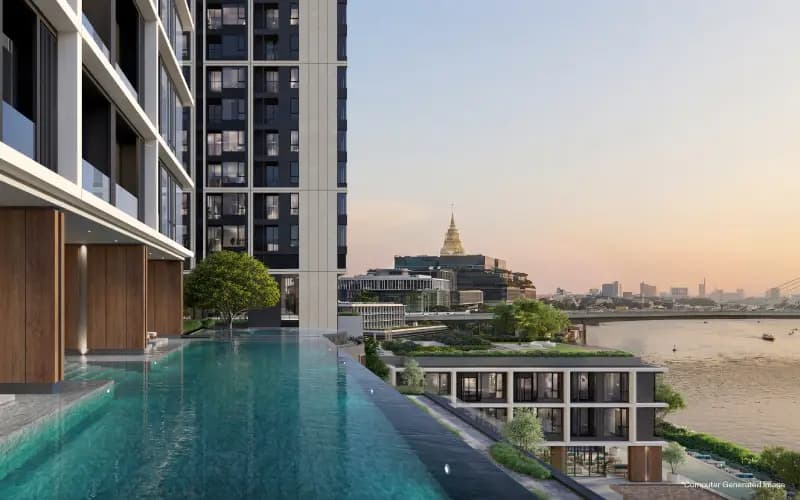 Reference BAIE infinity pool facing the river, computer-generated image by SC Asset