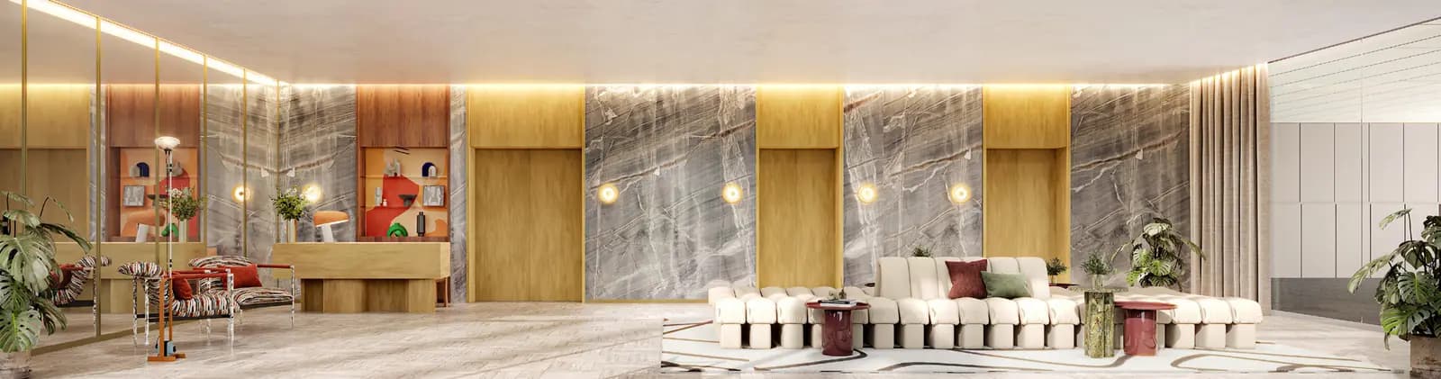 Via ARI lobby, panoramic view, computer-generated image by Sansiri