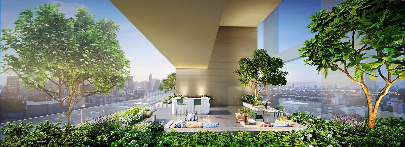 Via ARI rooftop terrace lounge, computer-generated image by Sansiri